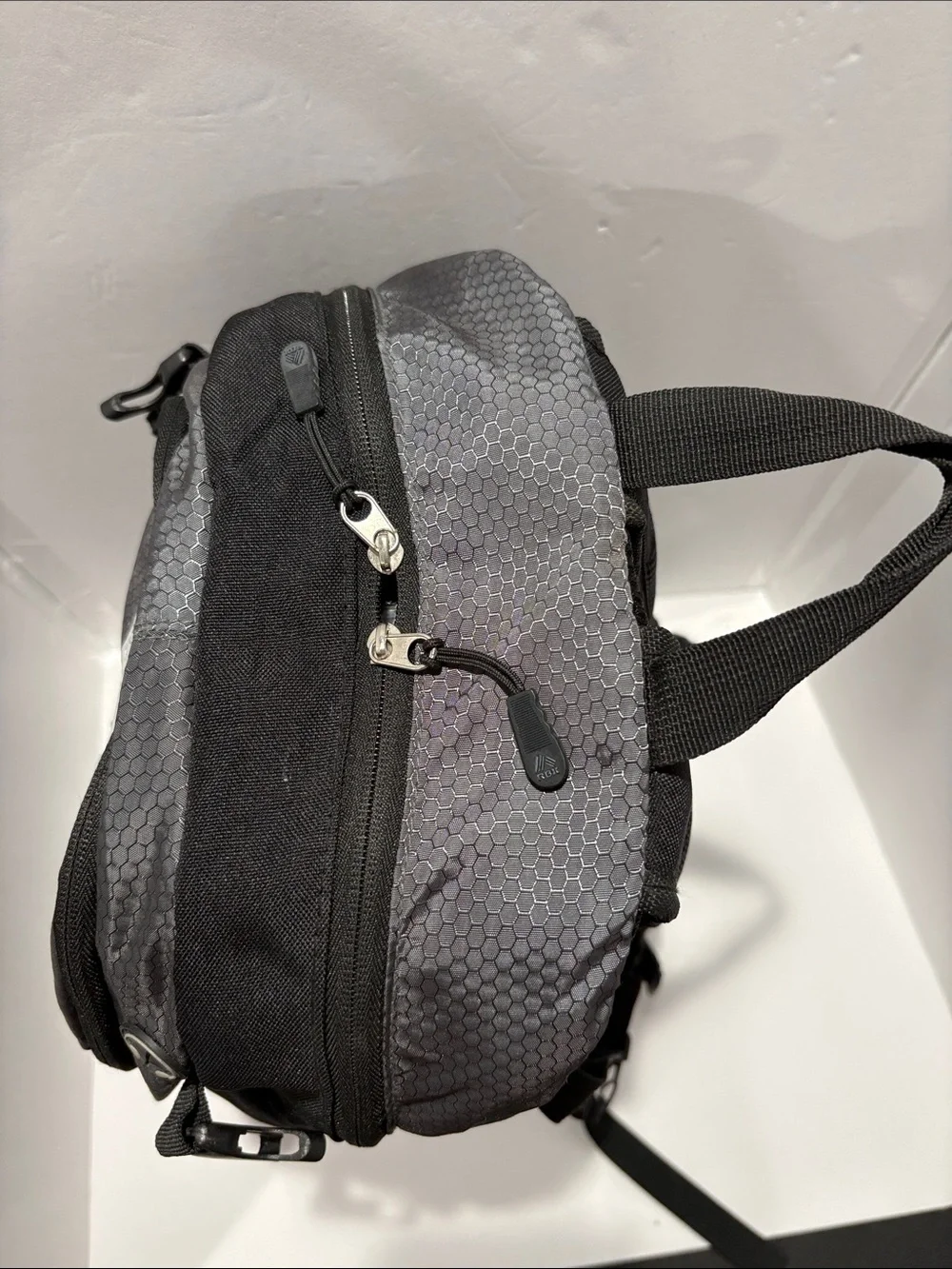 RBX Black and Gray Hex-Pattern Backpack with Front Zipper